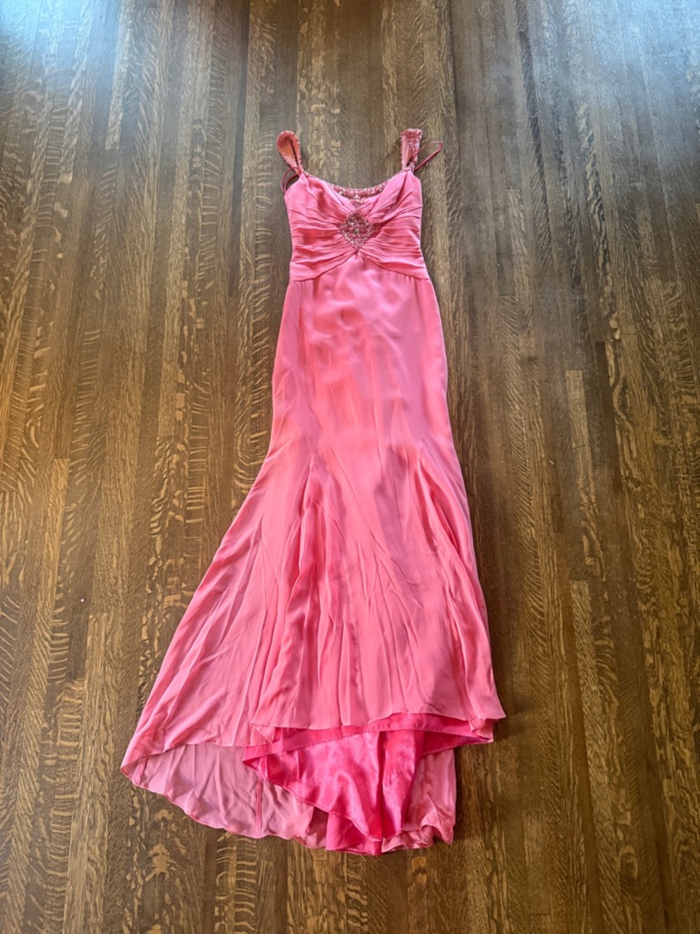 Badgley Mischka Pink Beaded Maxi Dress- size 2
